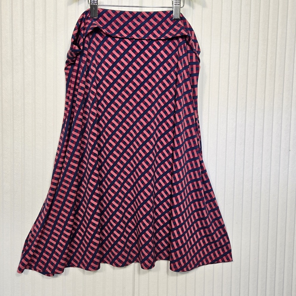 LuLaRoe Madison Skirt Womens XL Pink Blue‎ Geometric Stripe A-Line Knee Length